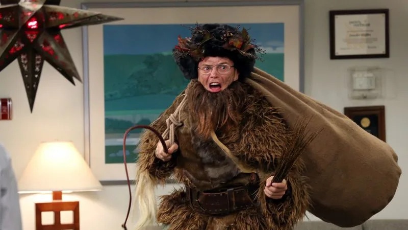 Dwight from The Office, playing Belsnickel