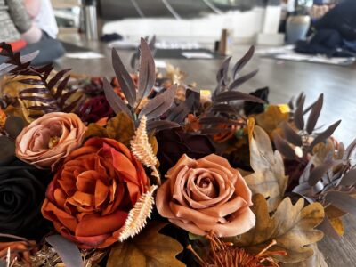Flower centerpiece heart tending grief workshop